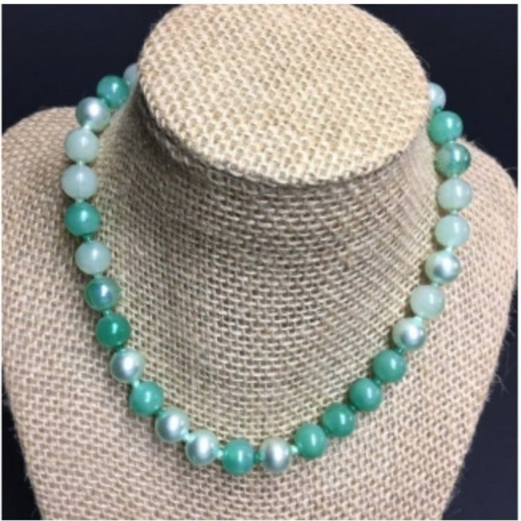 Vtg Pop Bead Necklace Mint Green Choker Adjustable Retro 36$
